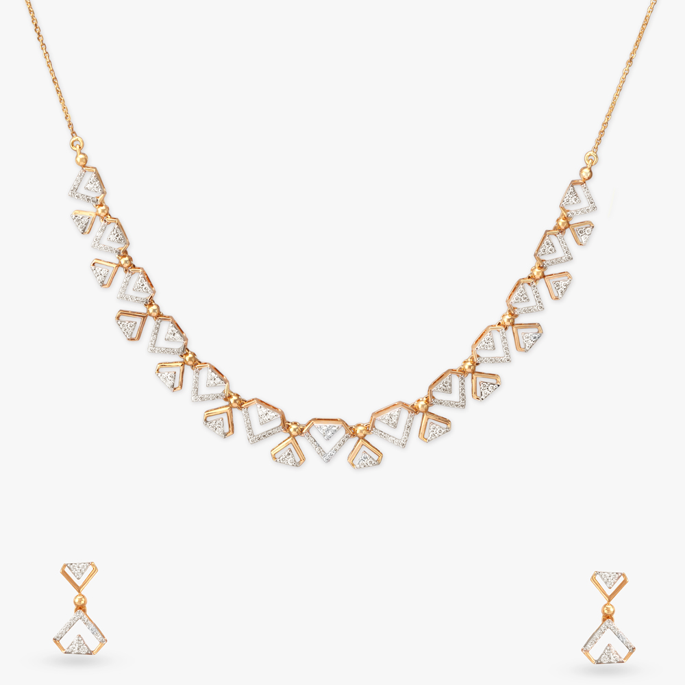 Radiant Triangles Diamond Necklace Set