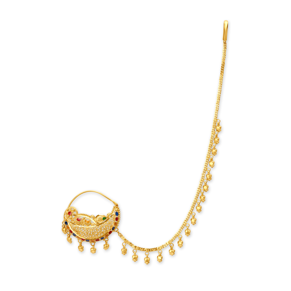 

Vibrant 22 Karat Yellow Gold Crescent Nath