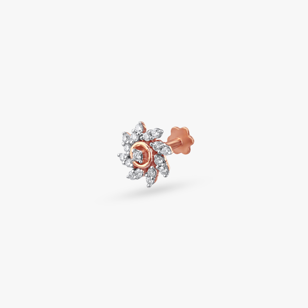 Floral Twist Diamond Nose Pin