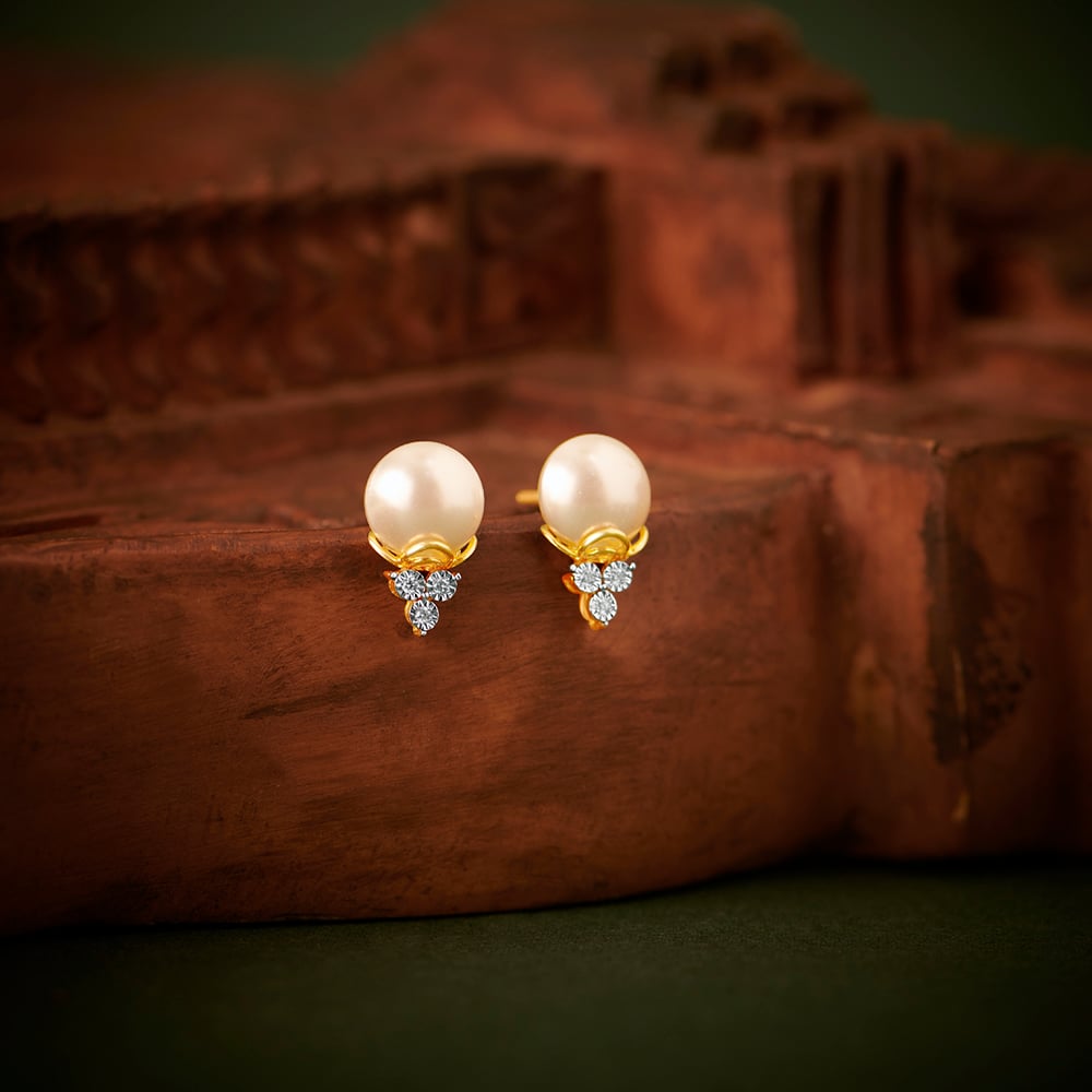 Brilliant Flowerbud Pearls and Diamond Stud Earrings