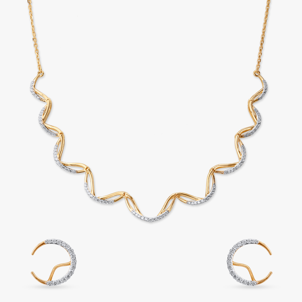 Chic Ripple Diamond Necklace Set