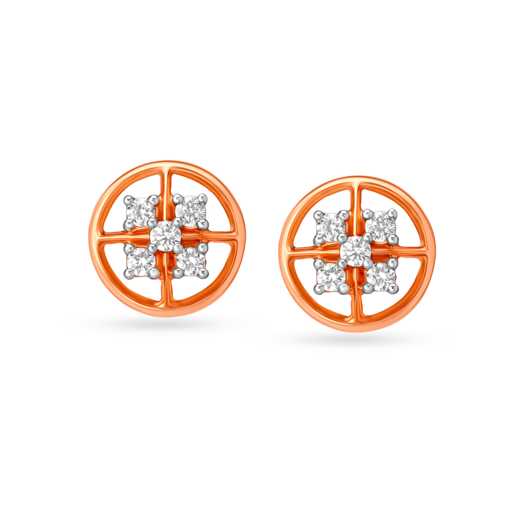 5 Stone Diamond Stud Earrings for Kids