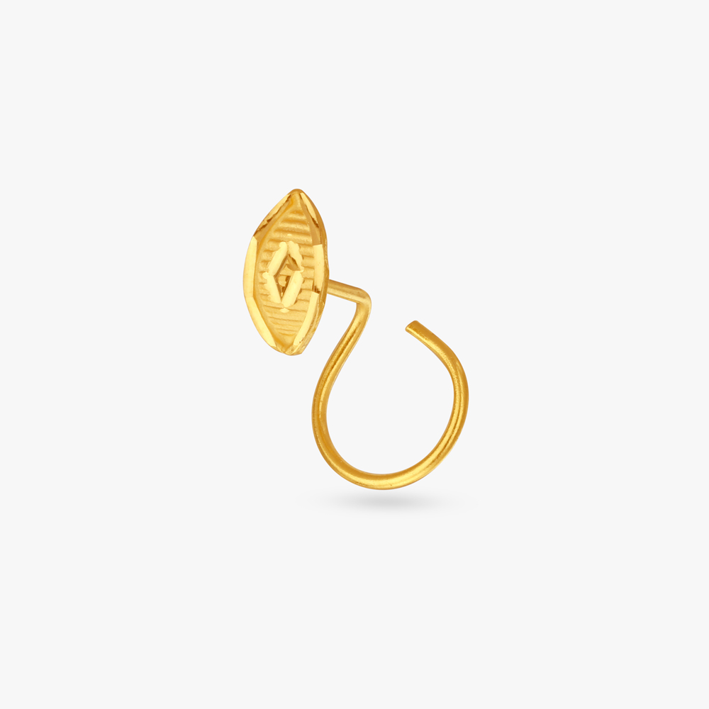 Leaf Charm Gold Nose Pin