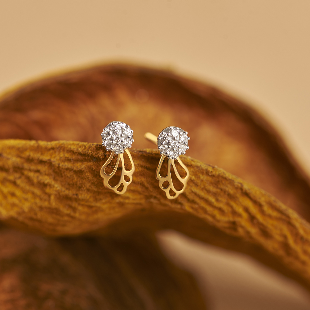 Nature Inspired Diamond Stud Earrings