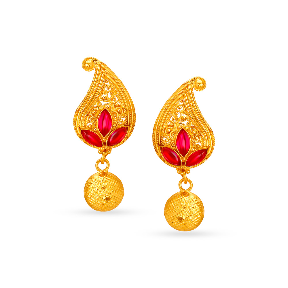 

Subtle Gold Paisley Drop Earrings