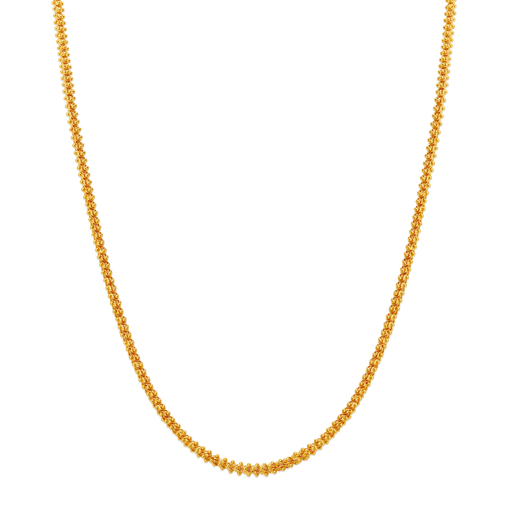 Distinctive Yellow Gold Beaded Rope Chain