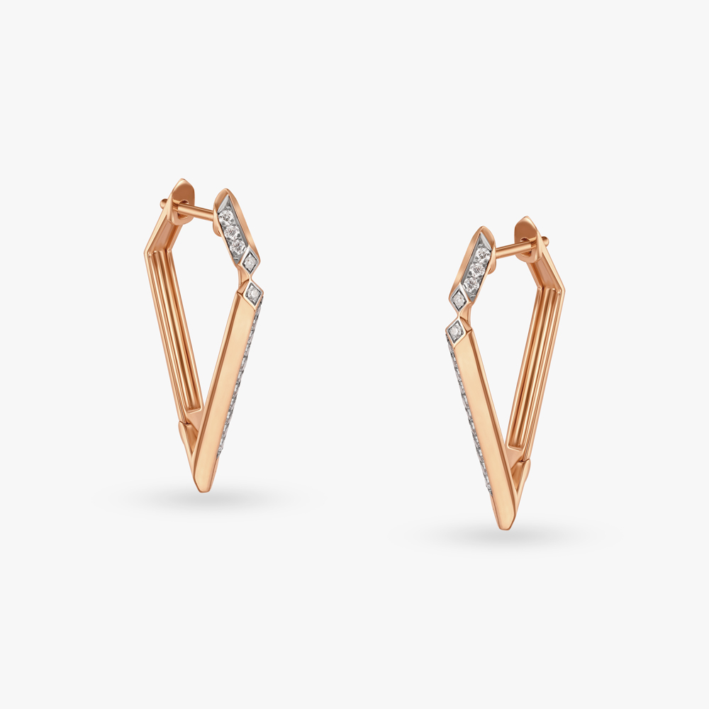 Geometric Minimal Diamond Hoop Earrings