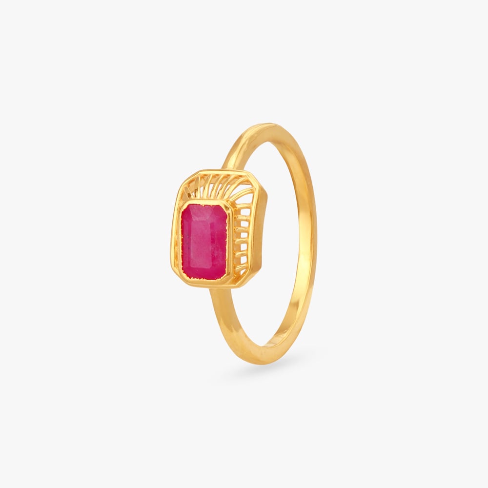 Contemporary Sleek Ruby Finger Ring