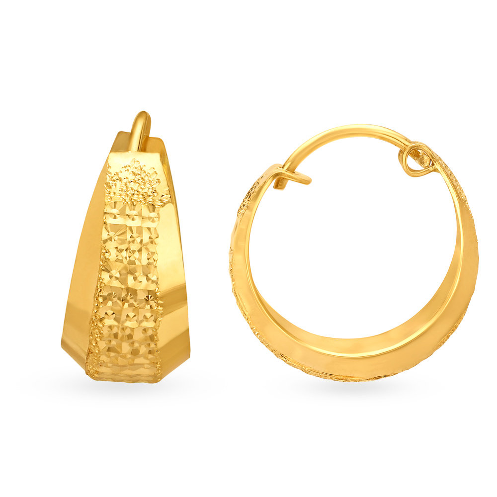

Timeless 22 Karat Yellow Gold Textured Hoop Earrings