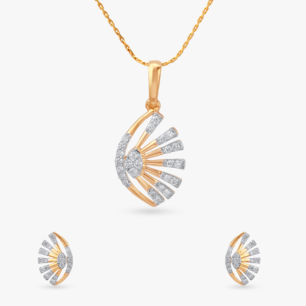 Delicate Gleam Diamond Pendant and Earrings Set