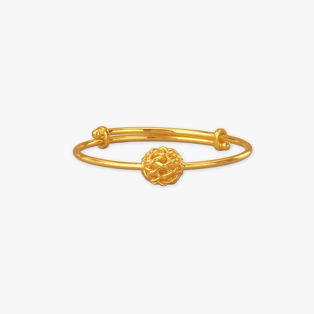 Braided Bliss Gold Bangle for Kids