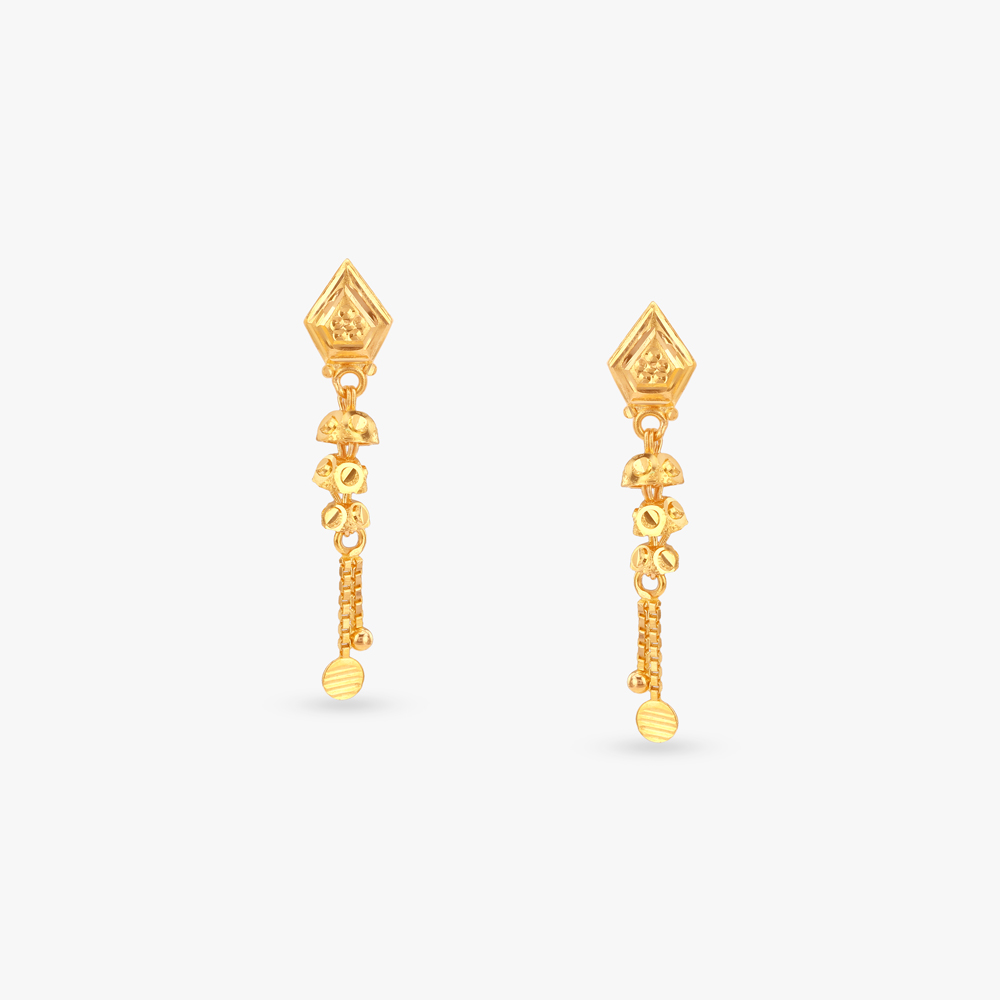 Sleek Geometry Gold Drop Earrings