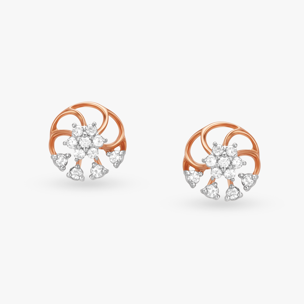 Aurora Charm Diamond Stud Earrings