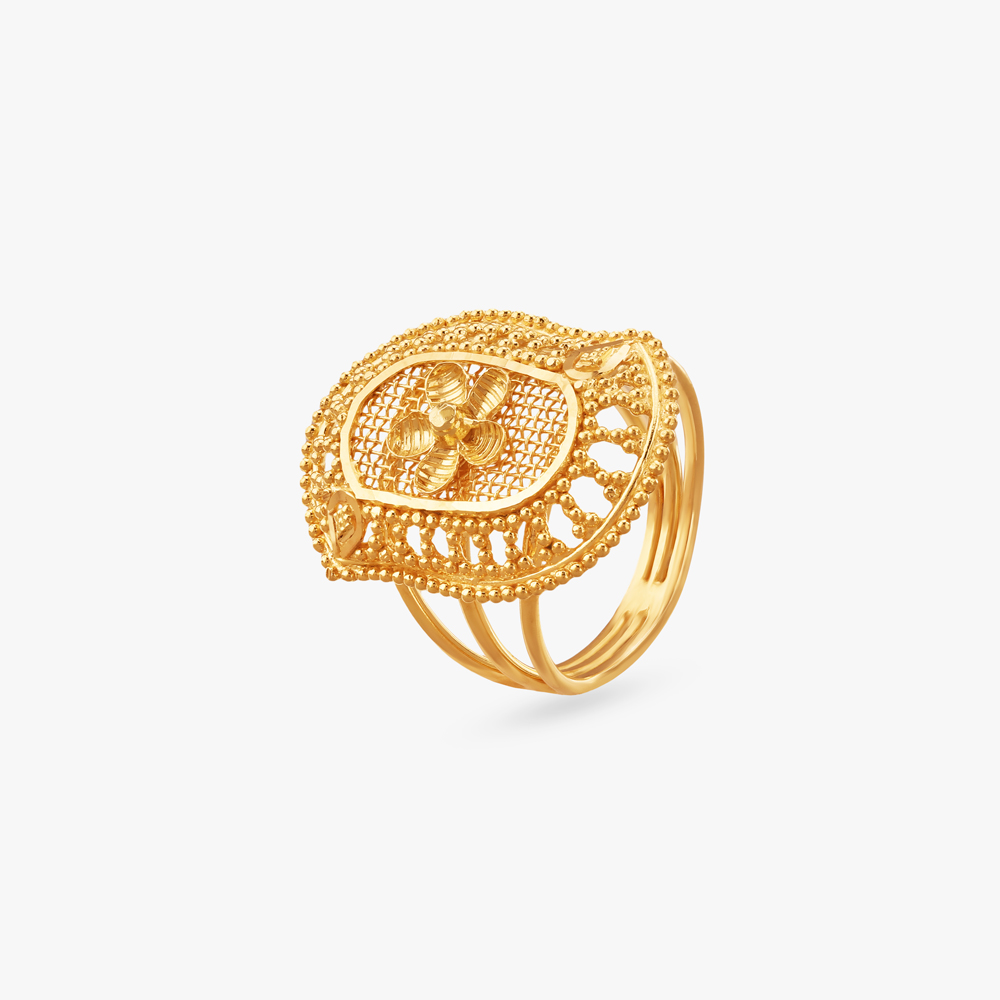 Regal Floral Gold Ring