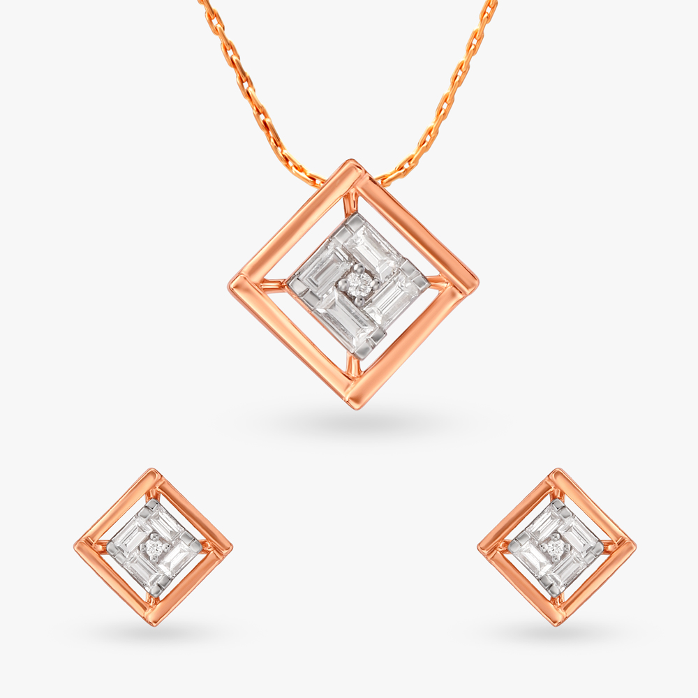 Cosmic Diamond Pendant and Earrings Set
