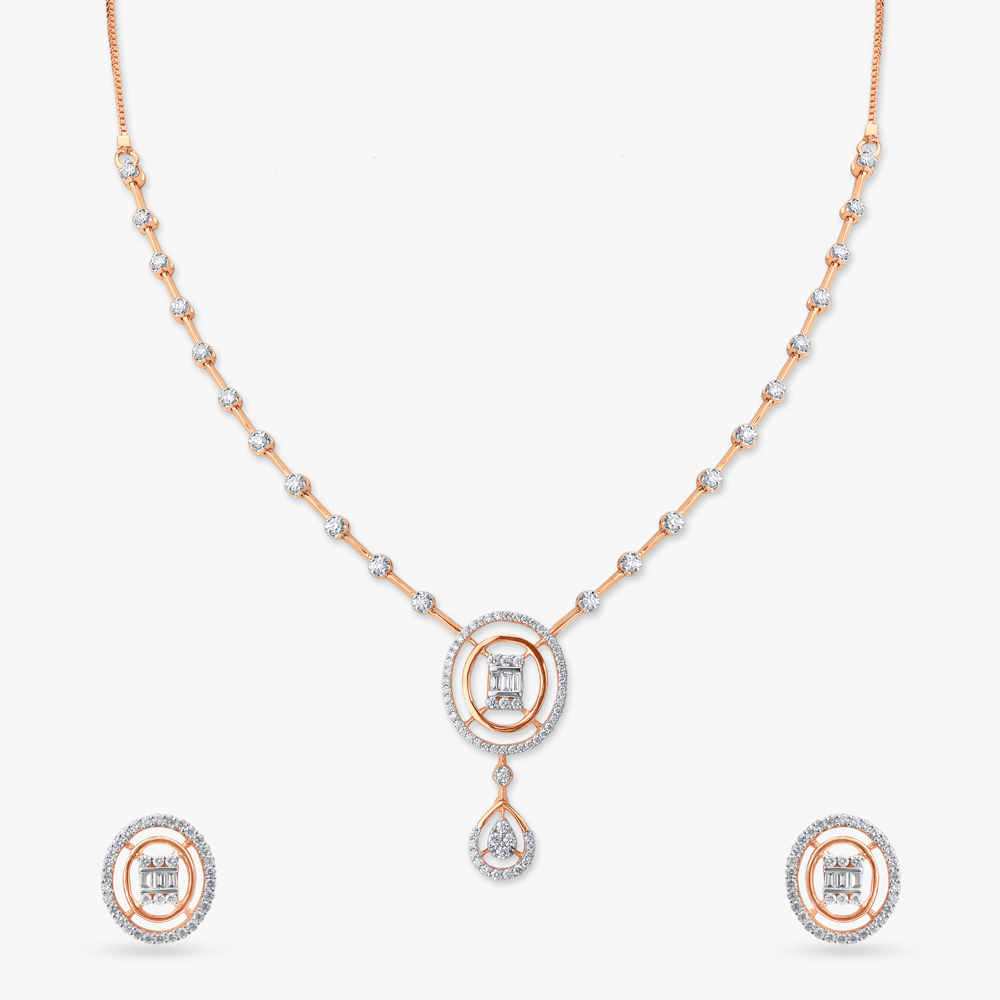 Blush Halo Diamond Necklace Set