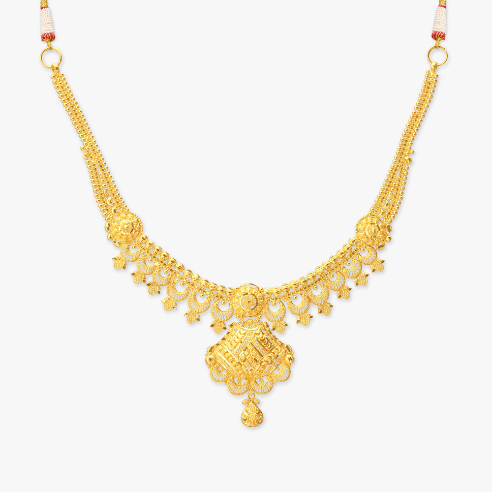 Crowned Curve Gold Necklace