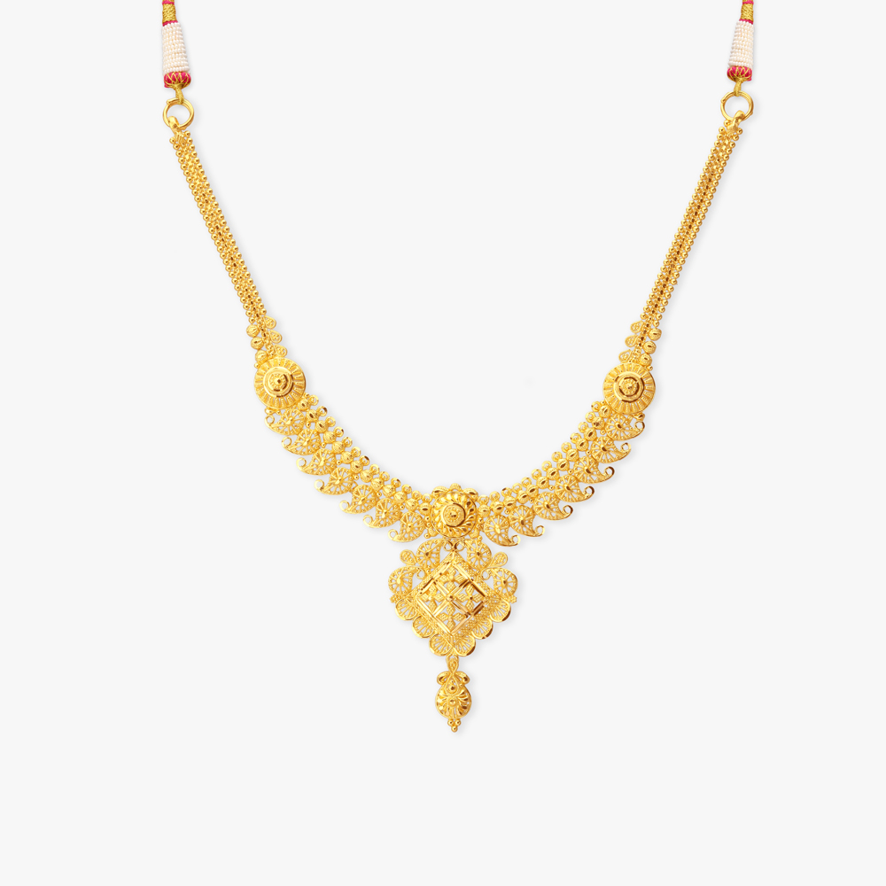 

Sunflare Paisley Gold Necklace