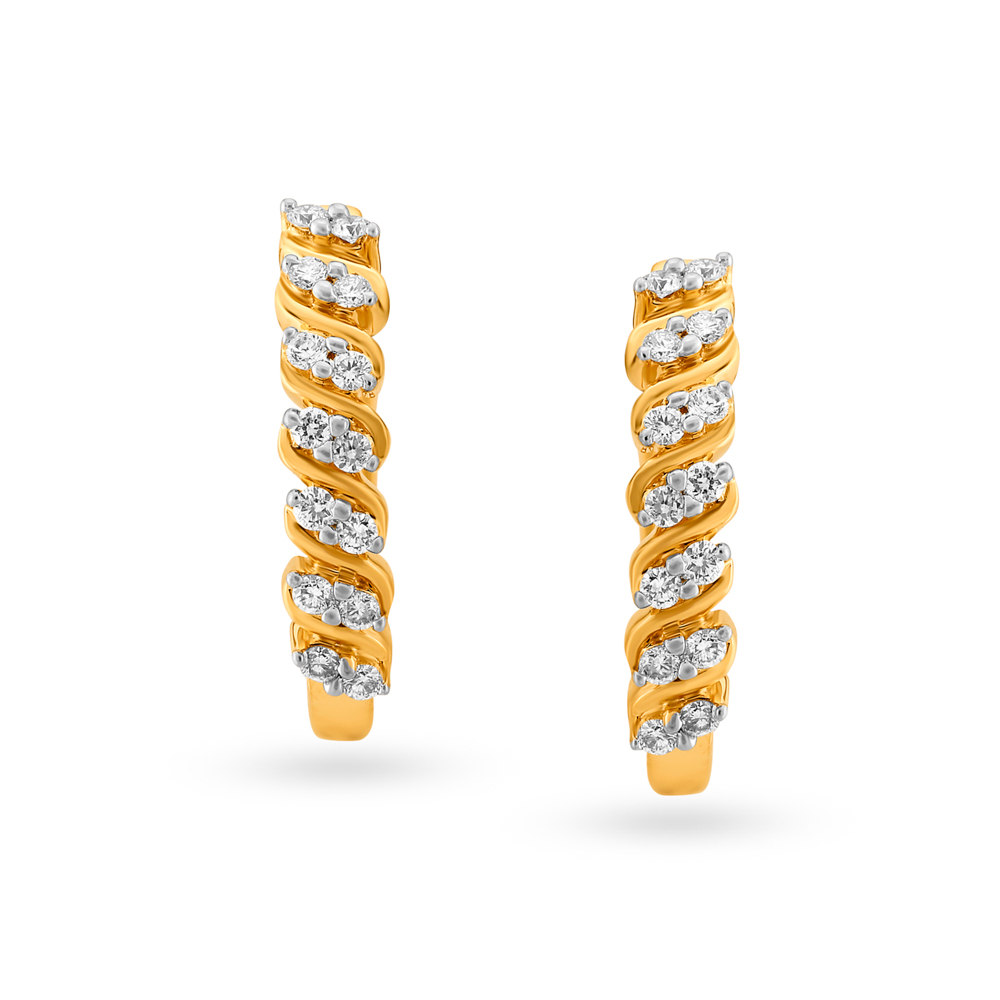 Contemporary Diamond Hoop Earrings