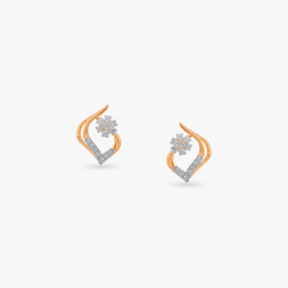 Bloom Curl Diamond Stud Earrings