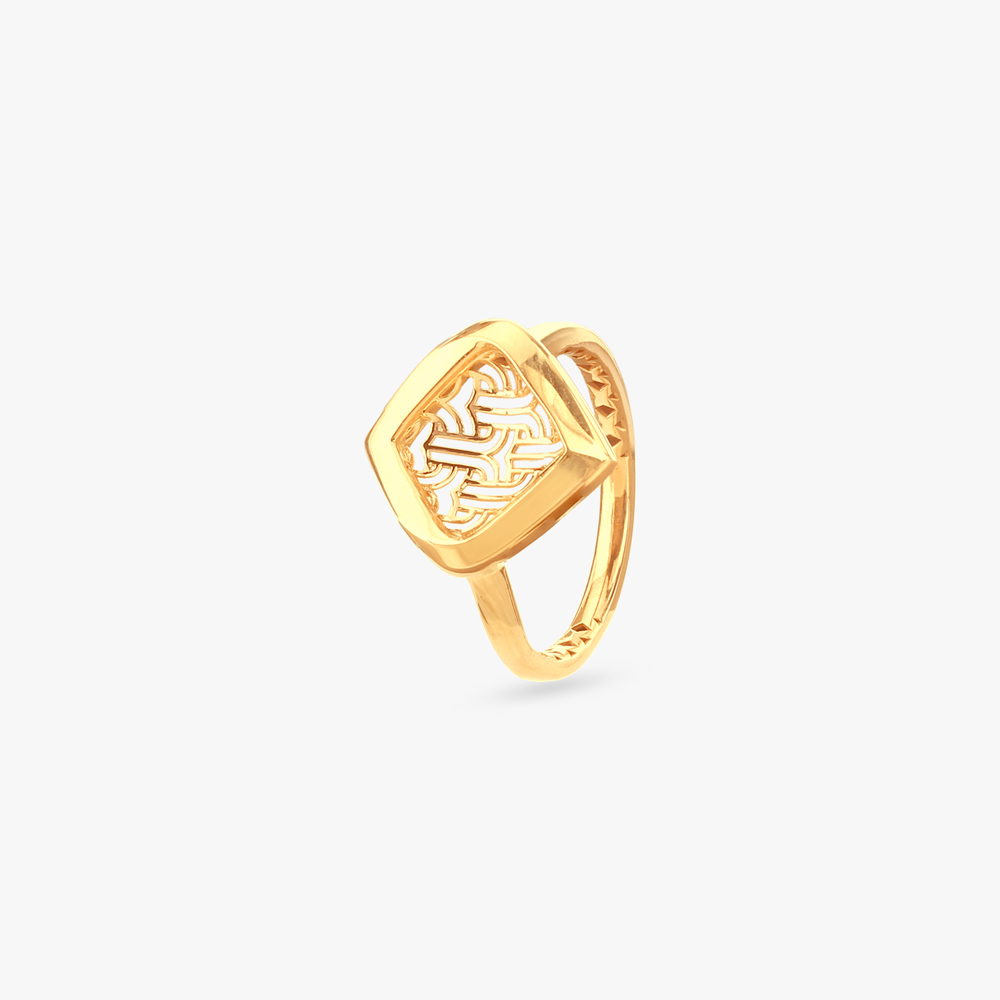 Intricate Grid Gold Ring
