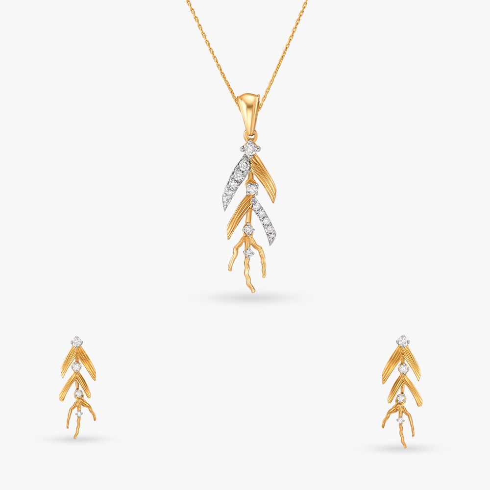 Elegant Radiance Diamond Pendant and Earrings Set