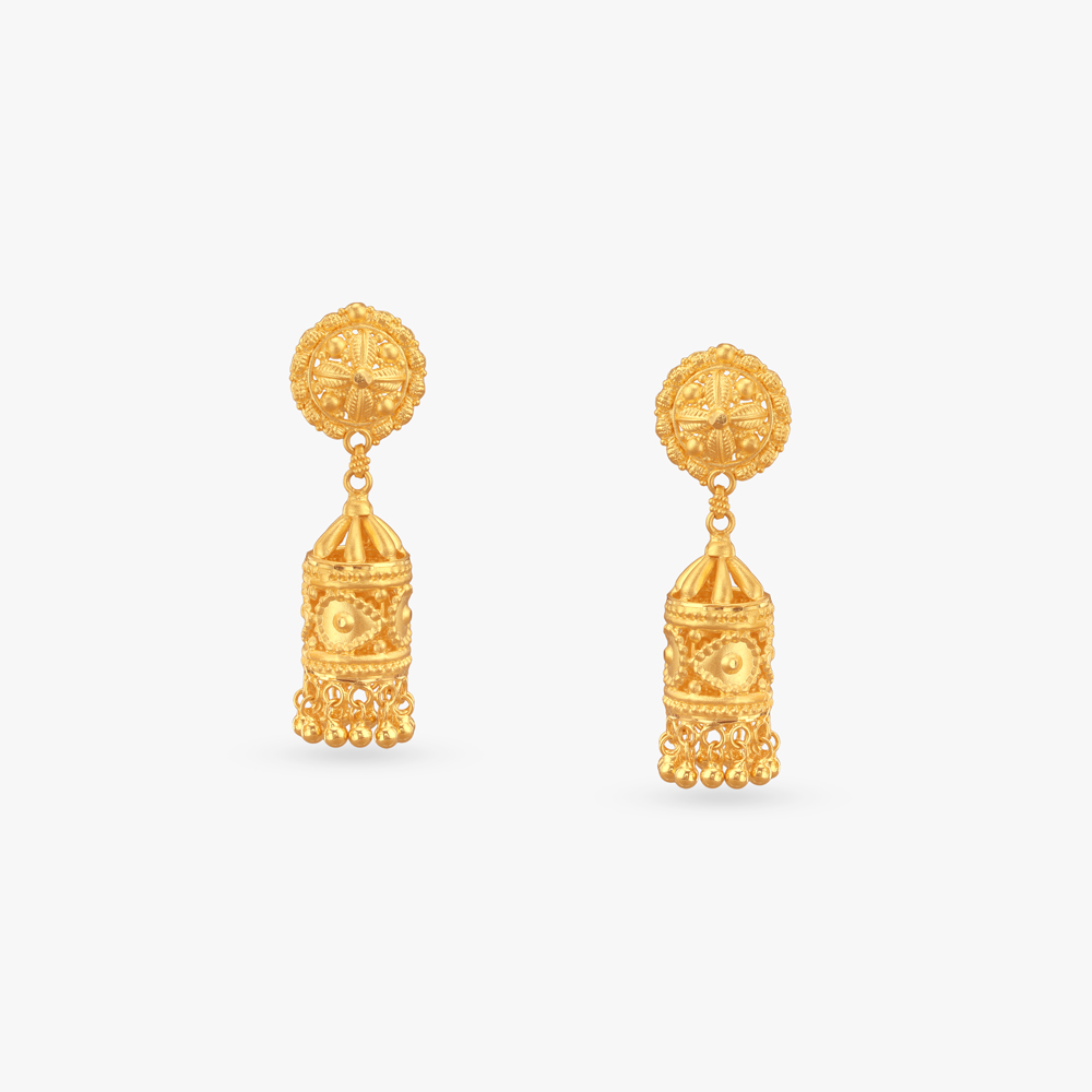 Heritage Dome Gold Jhumka Earrings