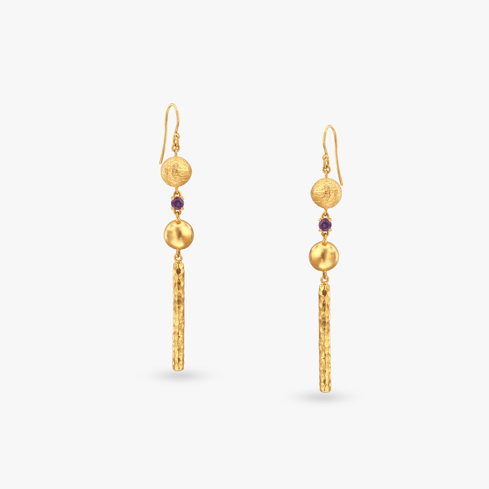 Elegant Rhythm Gold Drop Earrings