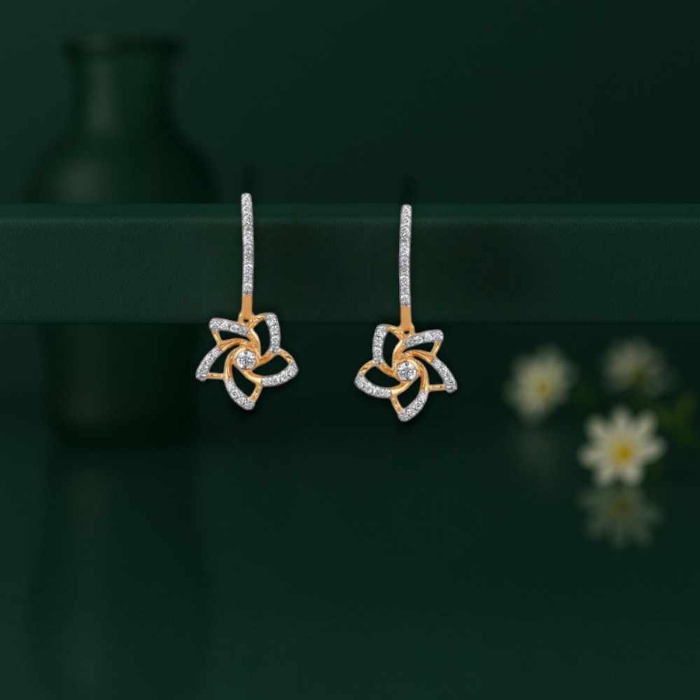 Whirl Petal Diamond Drop Earrings
