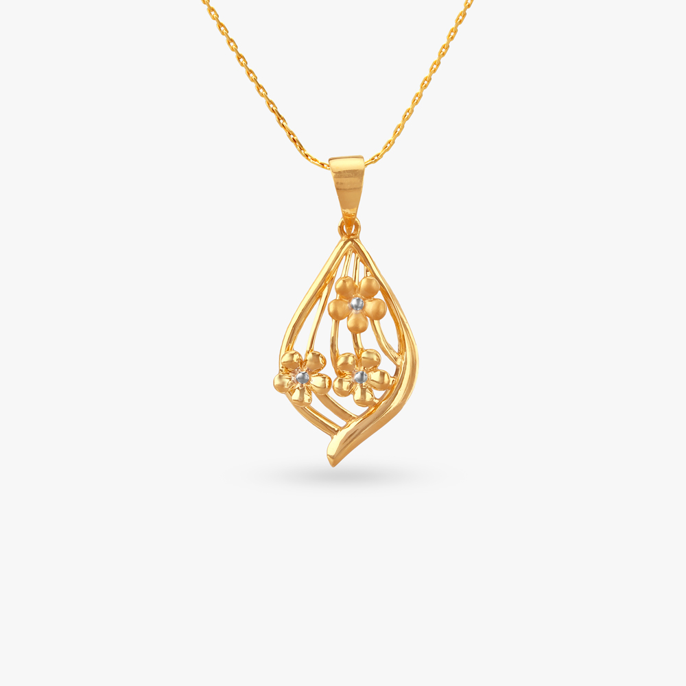Bloom Teardrop Gold Pendant
