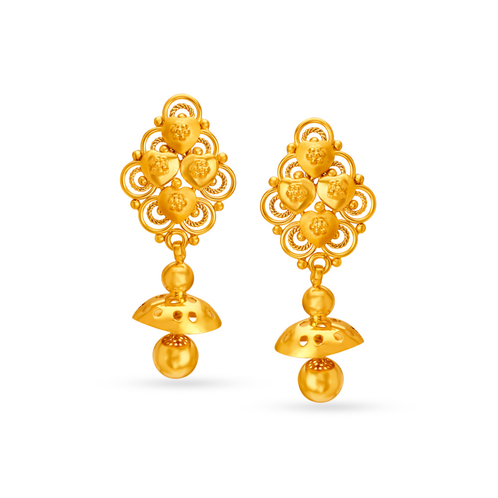 Fancy Antique Traditional Gold Drop Earrings