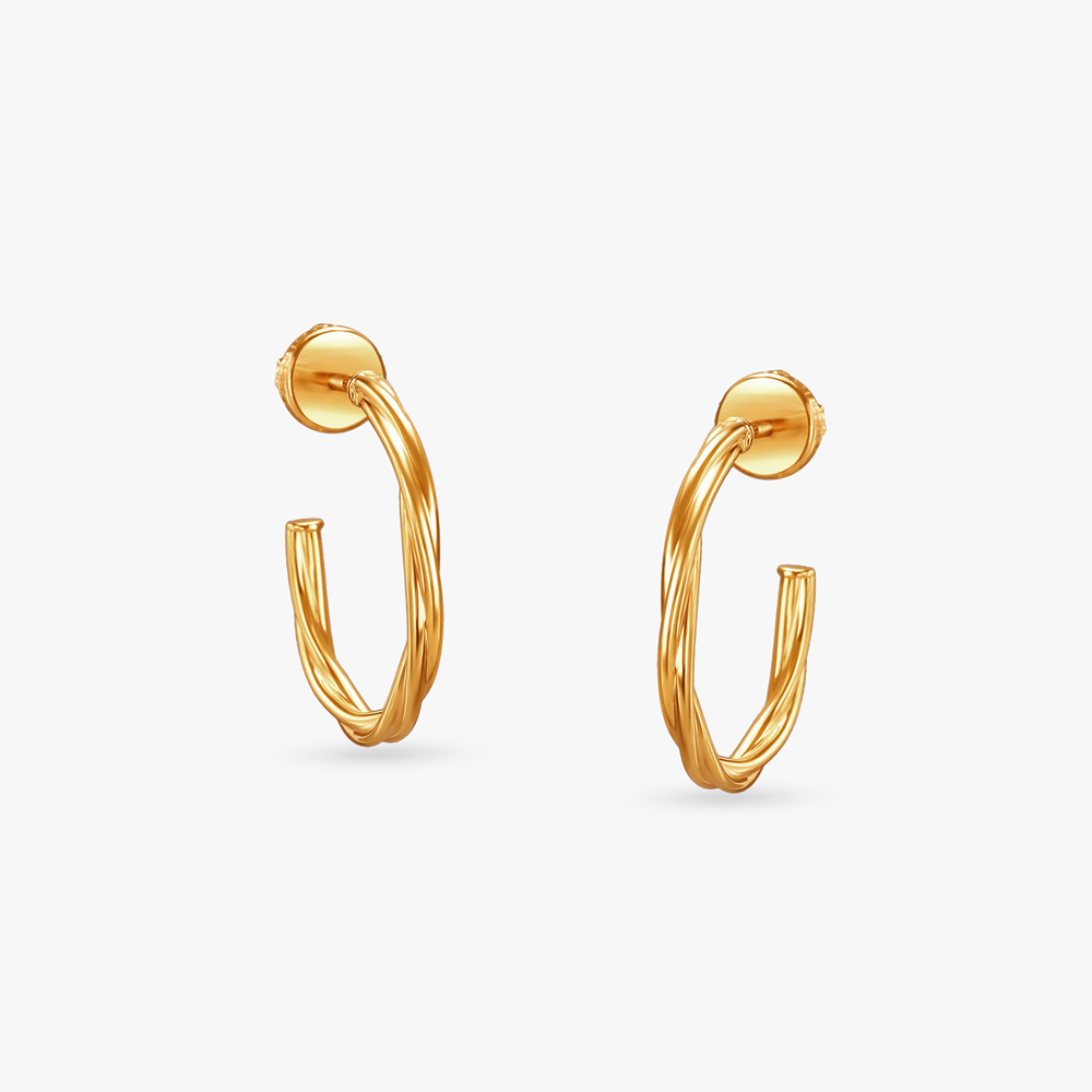 Refined Twist Gold Hoop Earrings