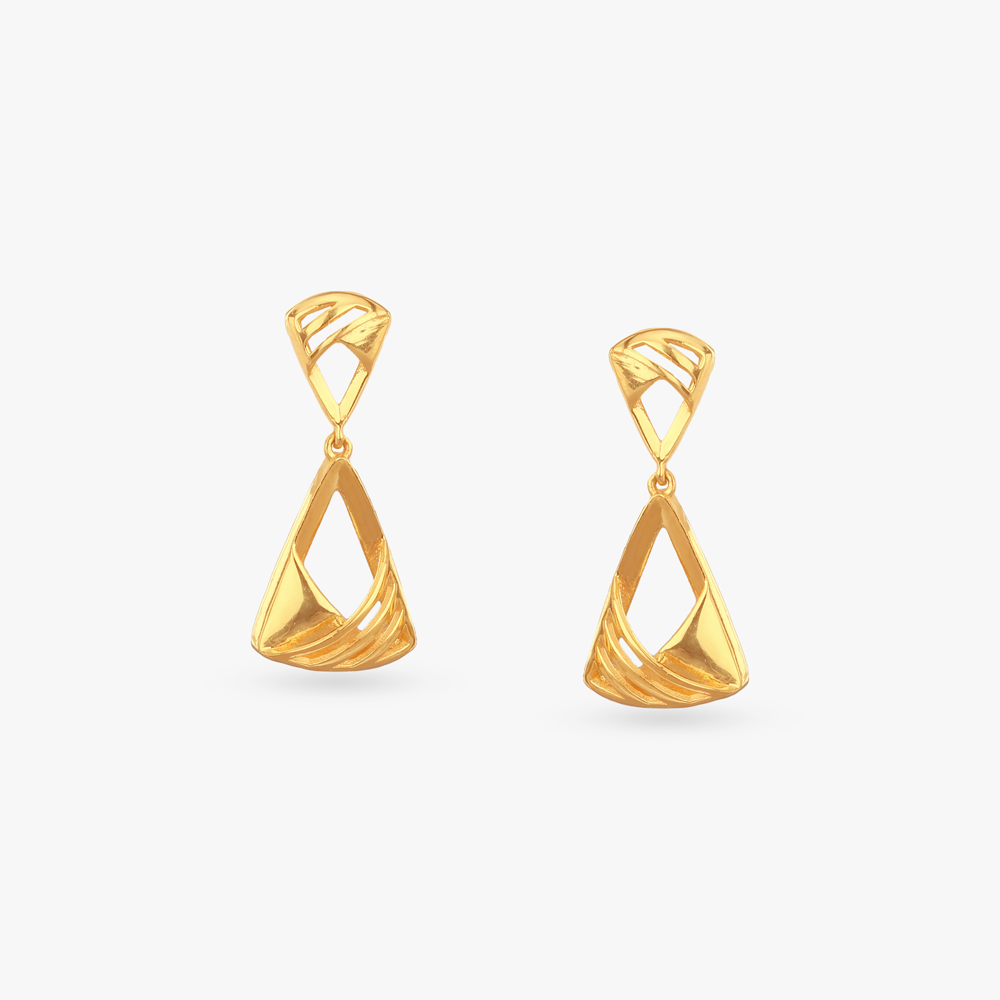 Open Triangle Gold Drop Earrings