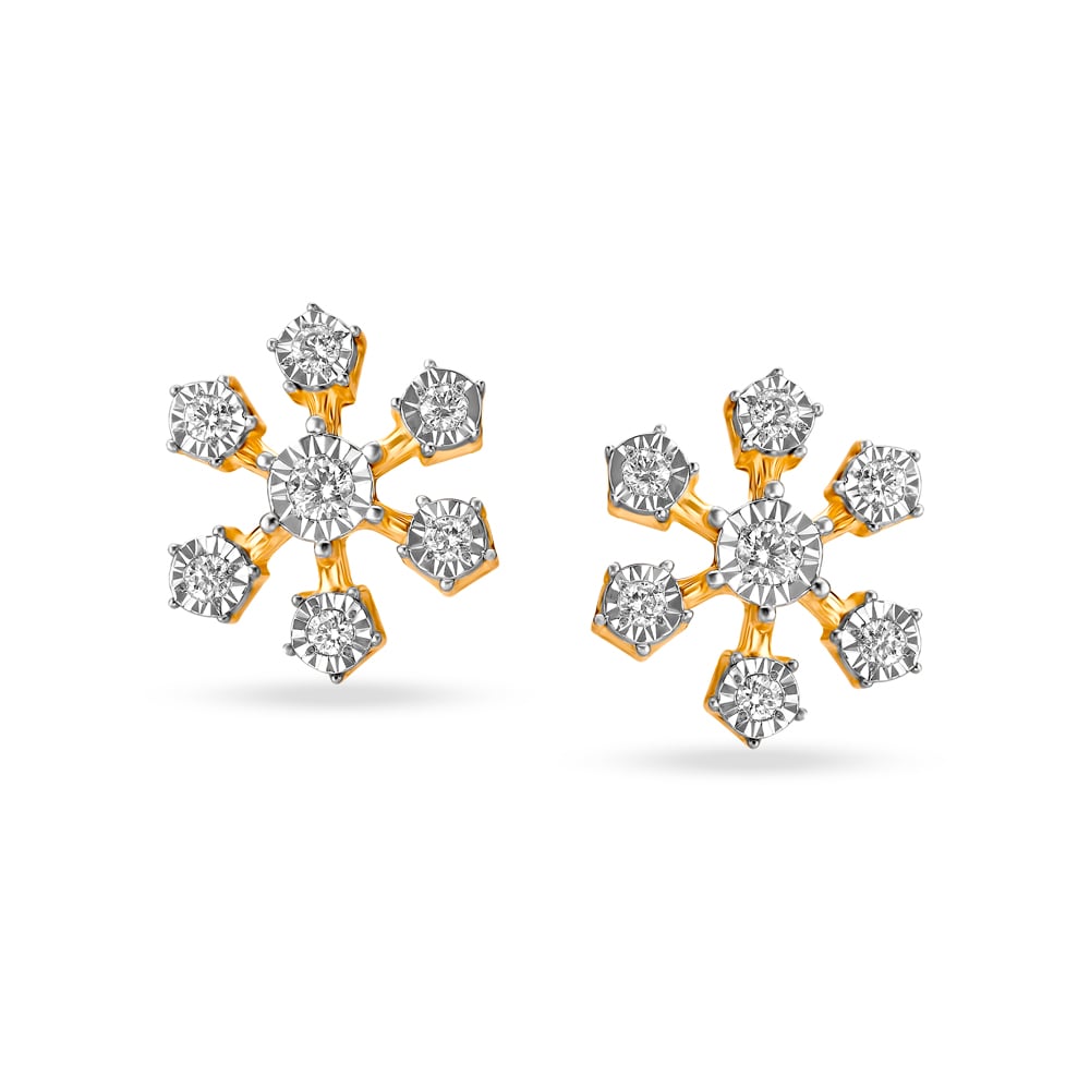 

Charming Seven Stone Diamond Stud Earrings in White and Yellow Gold