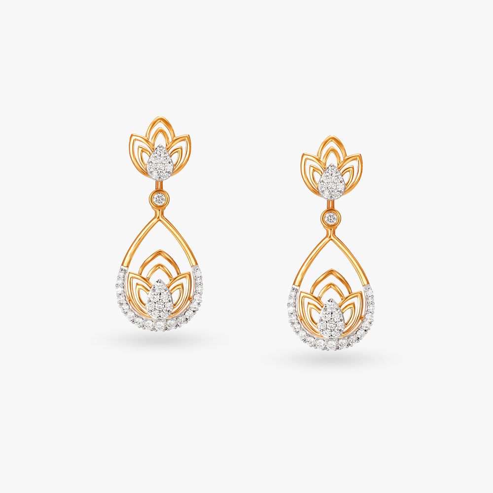 

Lotus Splendor Diamond Drop Earrings