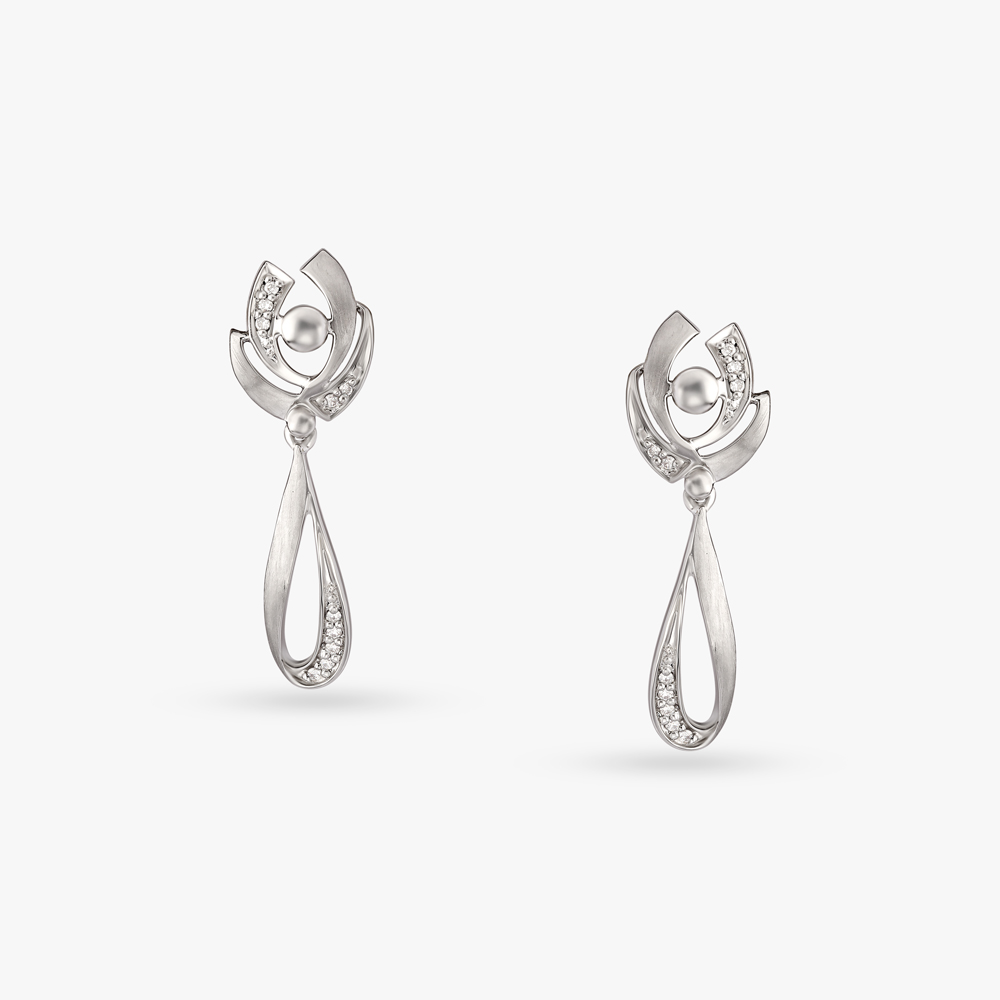 Whirlwind of Elegance Platinum Drop Earrings