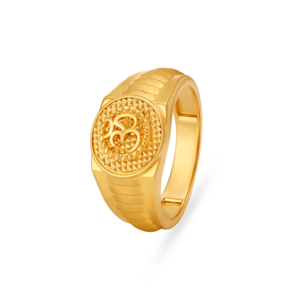 Om Carved Gold Finger Ring For Men