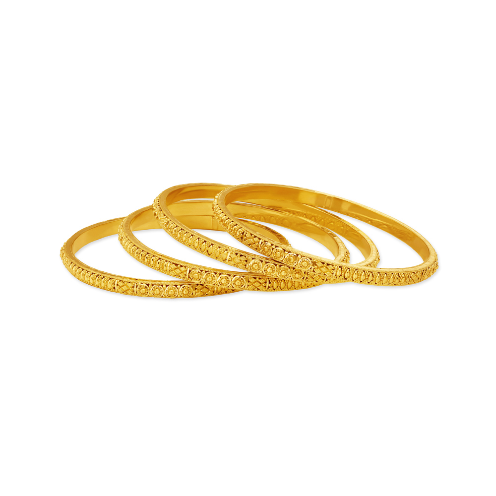 Gorgeous Yellow Gold Beaded Bangles