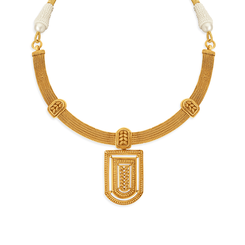 

Surreal Geometric Gold Necklace Set