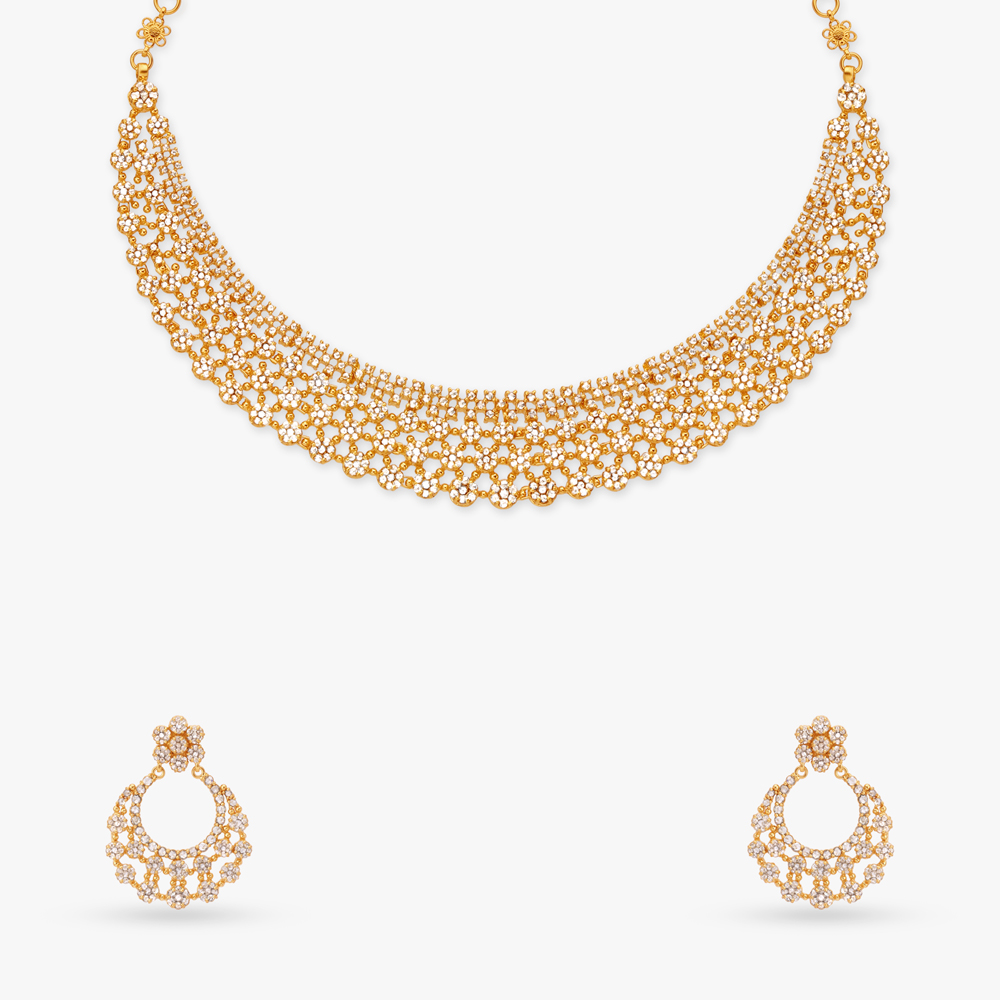 

Floral Luminescence Open Polki Necklace Set