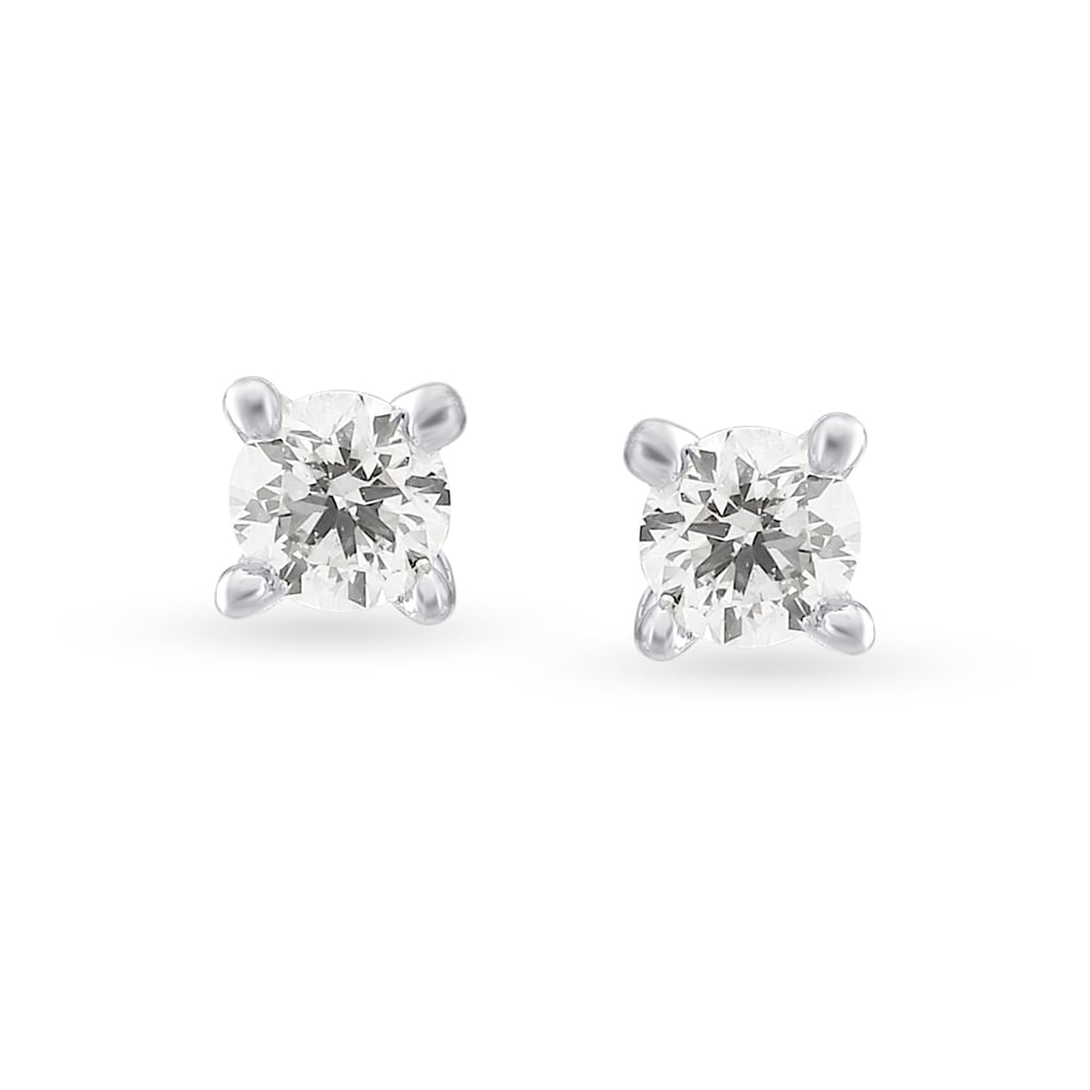 Traditional Diamond and White Gold Single Stone Stud Earrings