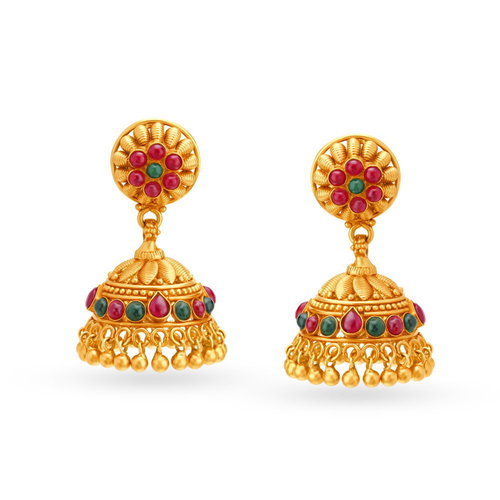 

Opulent Antique Gold Jhumka Earrings