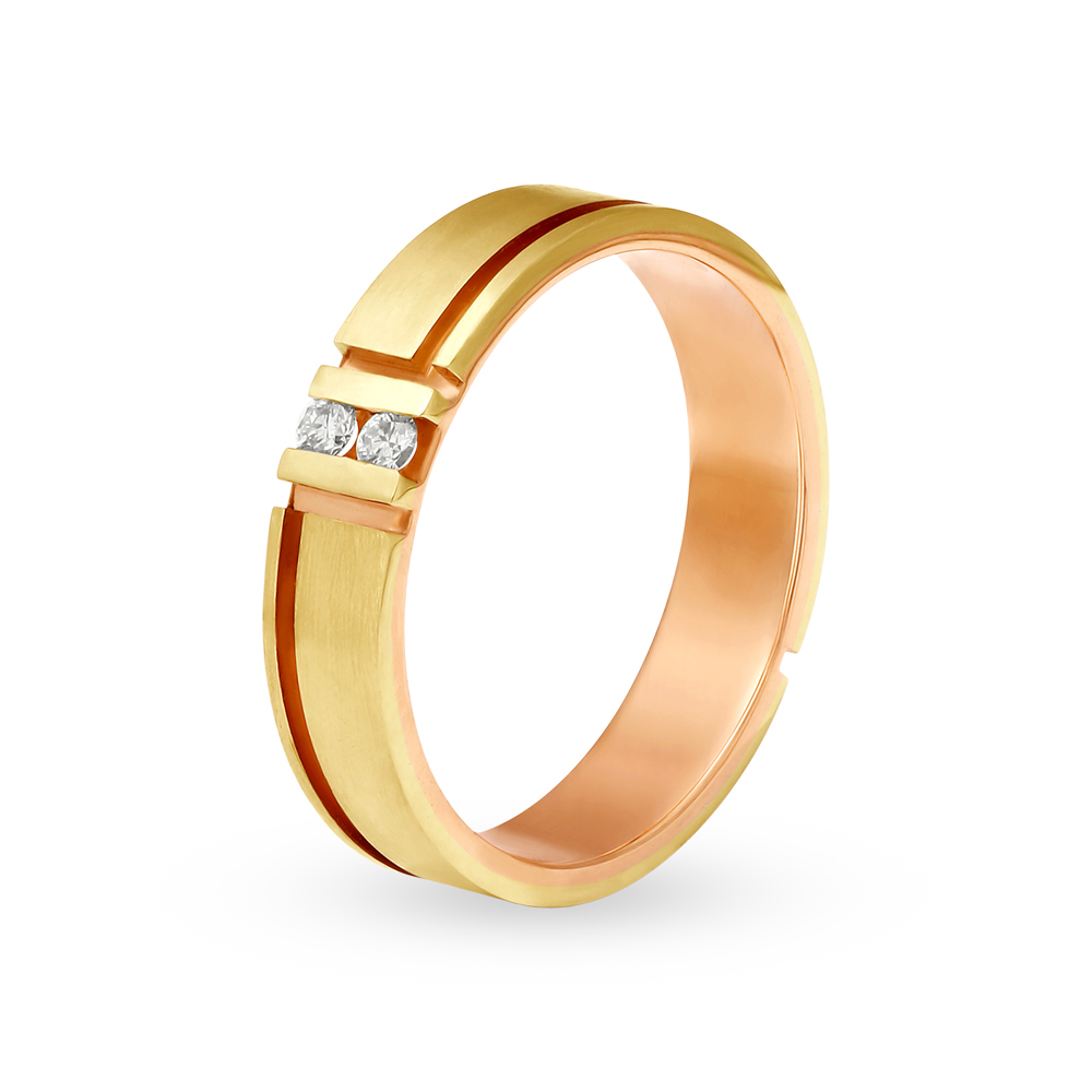 Bold Edgy Diamond Ring in White and Rose Gold for Men