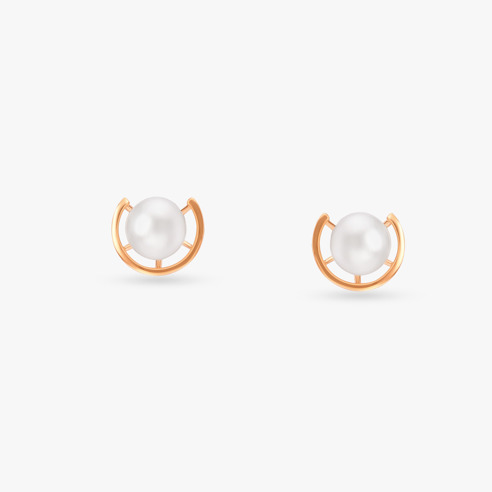 Lunar Pearl Stud Earrings