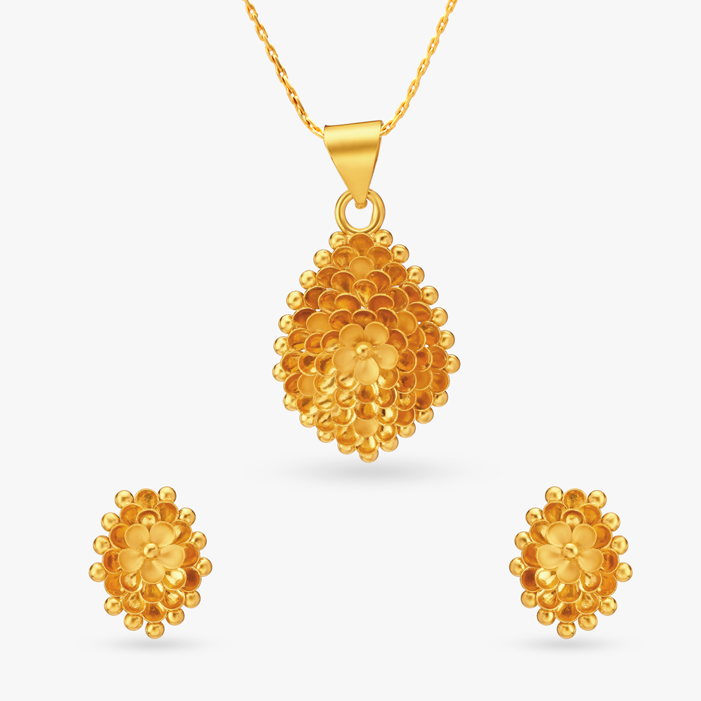 Luxe Gold Pendant and Earrings Set