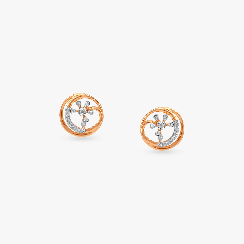 Swirl Bloom Diamond Stud Earrings