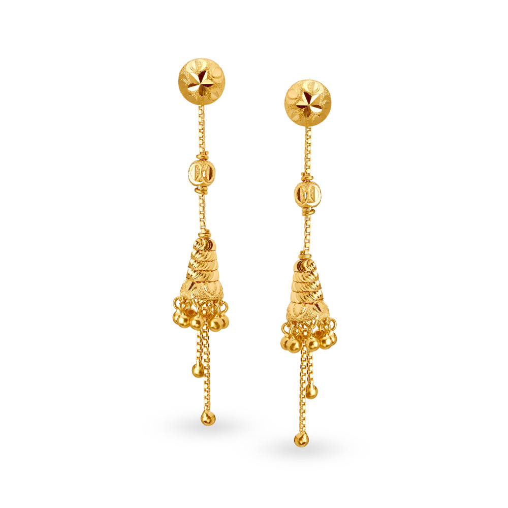 Delicate 22 Karat Yellow Gold Beaded Drops