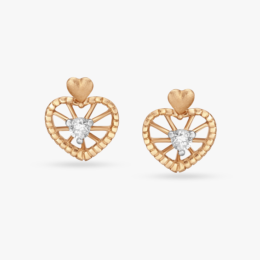 Heartbeat Harmony Gold and Diamond Stud Earrings