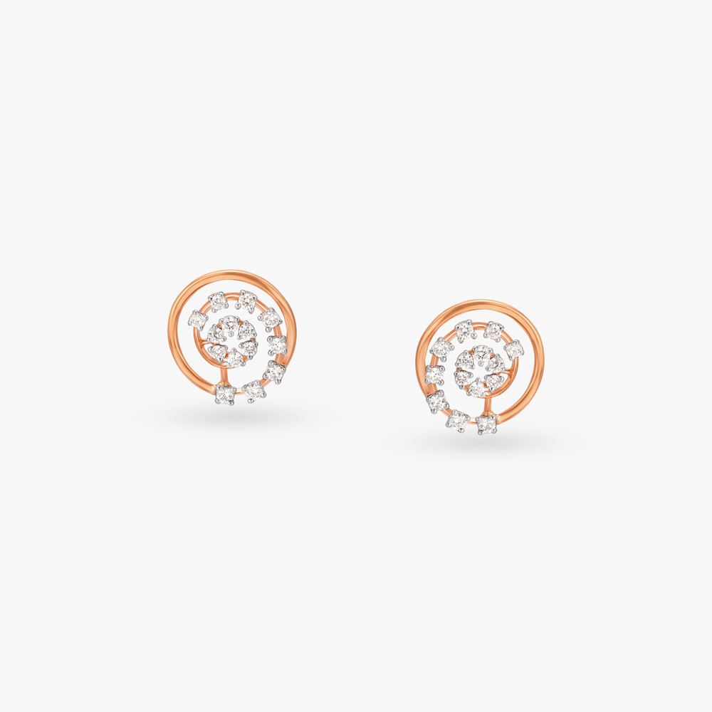 Celestial Loop Diamond Stud Earrings