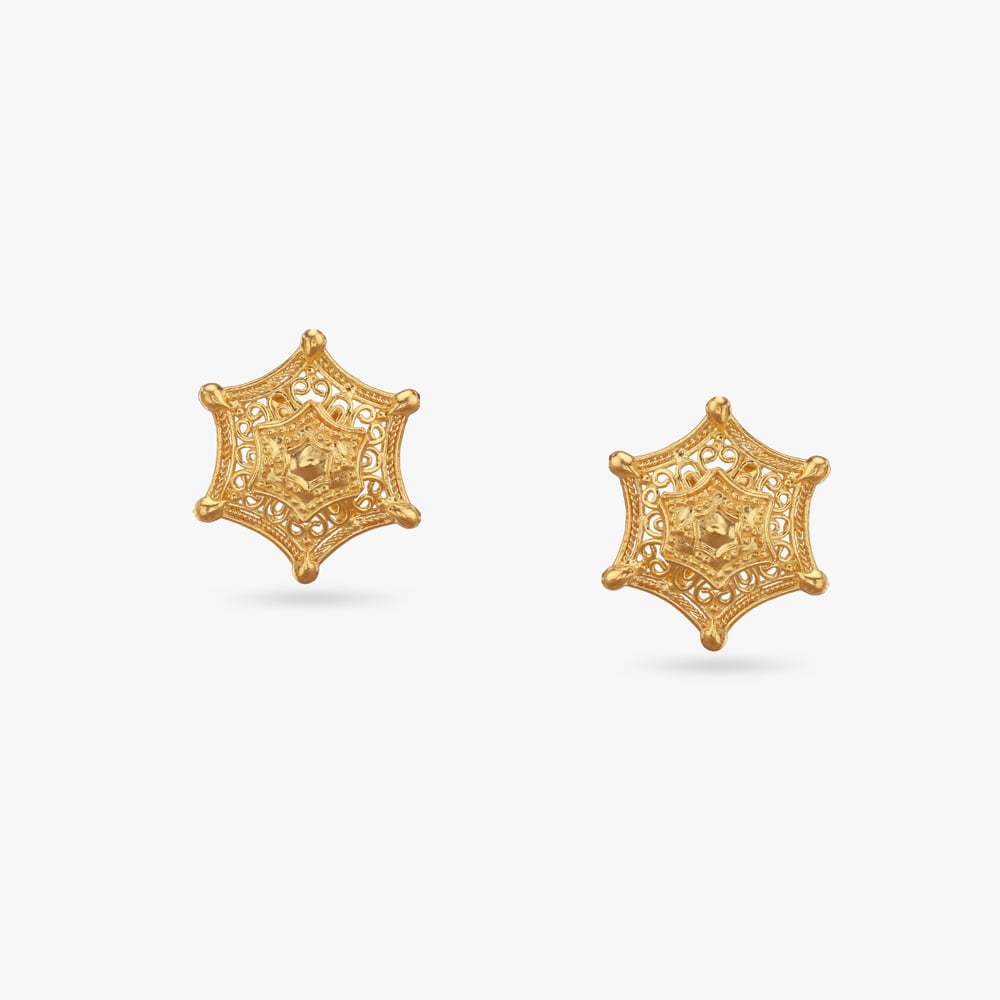 Regal Web Gold Stud Earrings